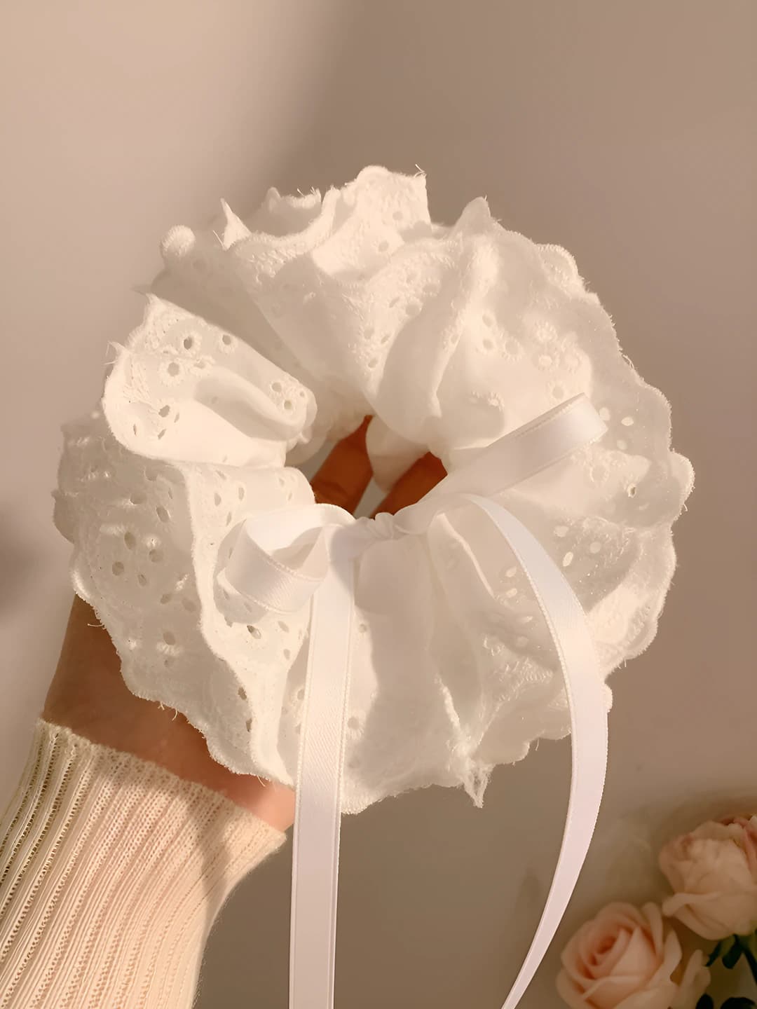 White drawstring, large - 30*14 cm