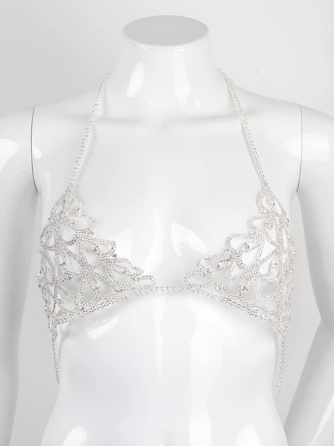 Silver - Cutout heart bra