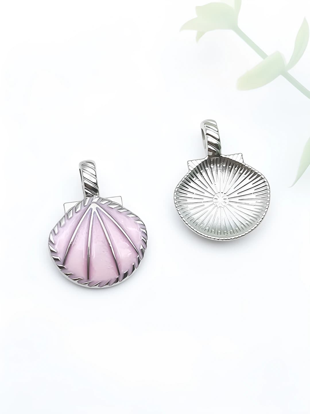 White K pink gold dust ocean shell 20x26mm-2.0g