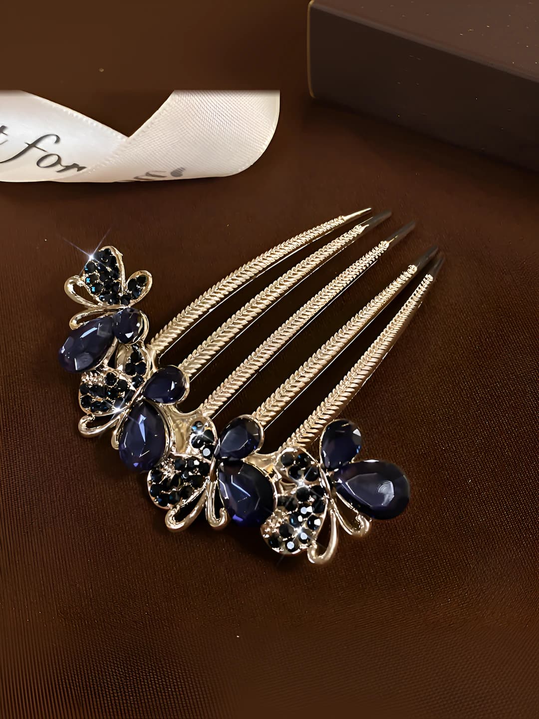 Blue butterfly hair comb