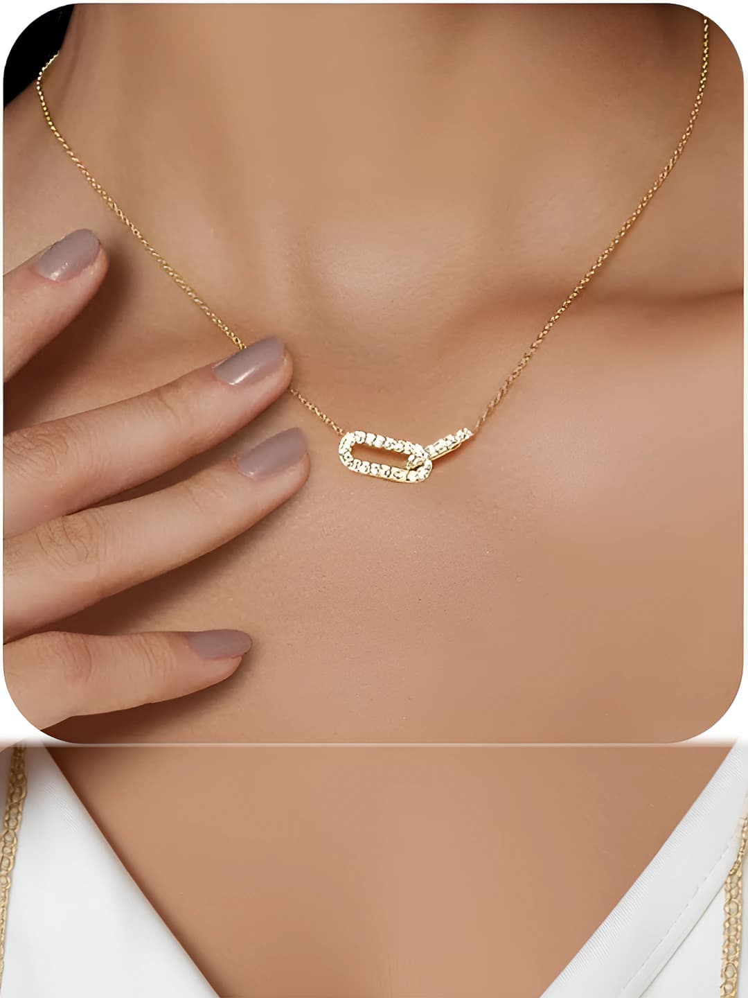 Women's necklace: oval pendant with double rings, geometric shape, design element, ins style