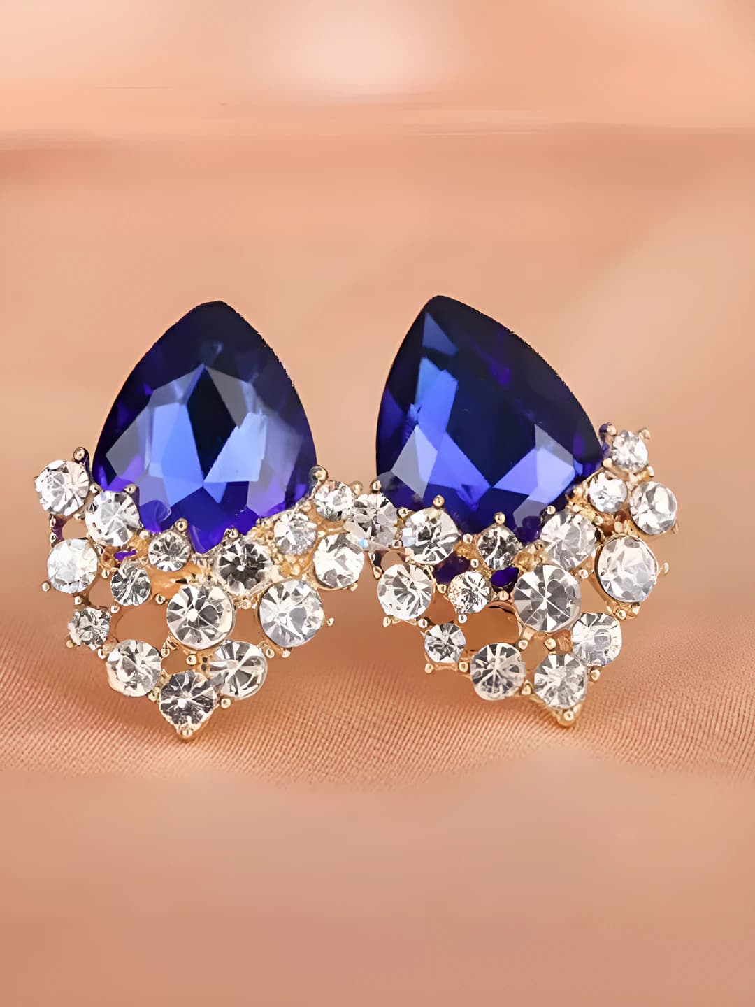 Women's crystal drop geometric earrings, light luxury style