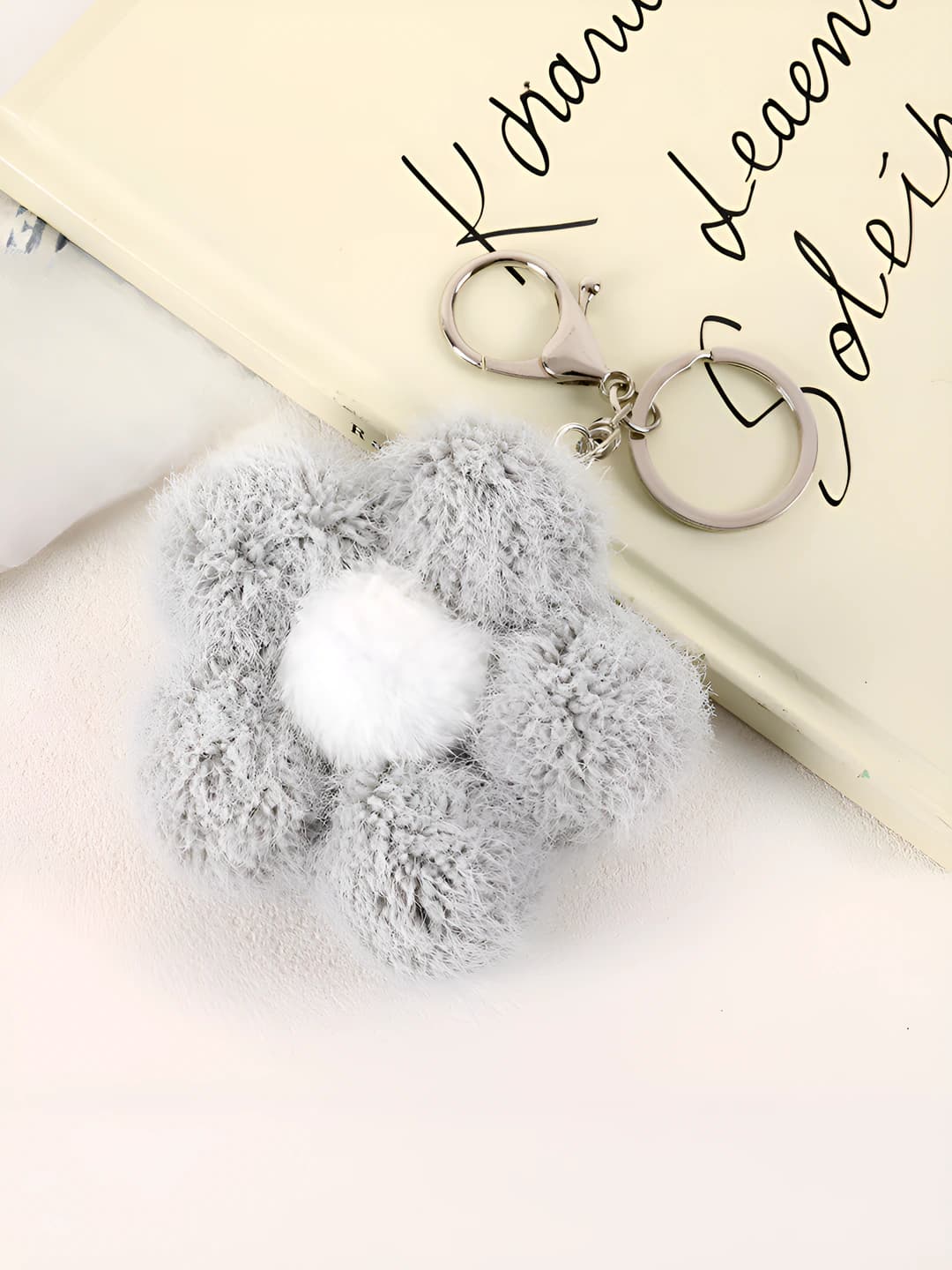 K5560 Plush flower charm Grey