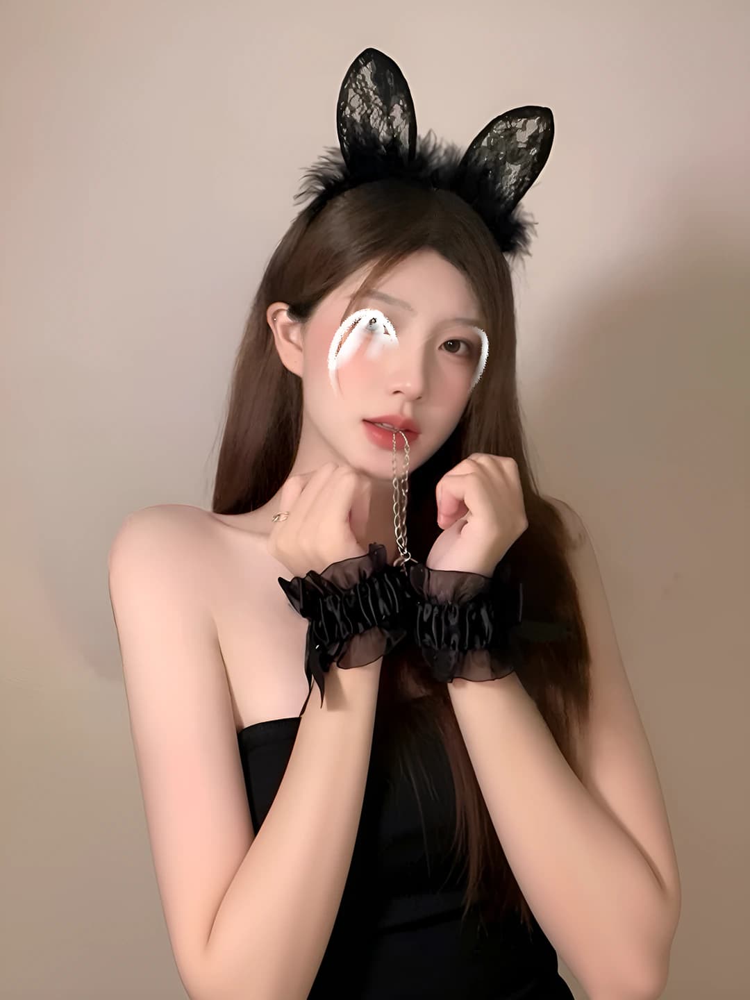 Ayollar uchun qo‘ziquloq shaklidagi kalta obodok, dantel cheti, cosplay uchun