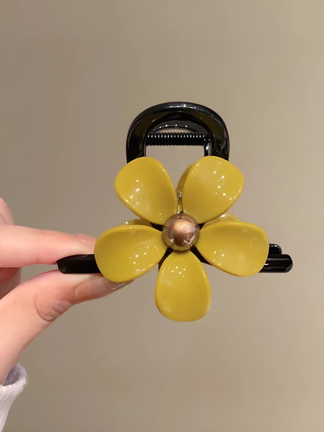 1# Ретро 5-лепестковый цветок чёрный зажим 8 см