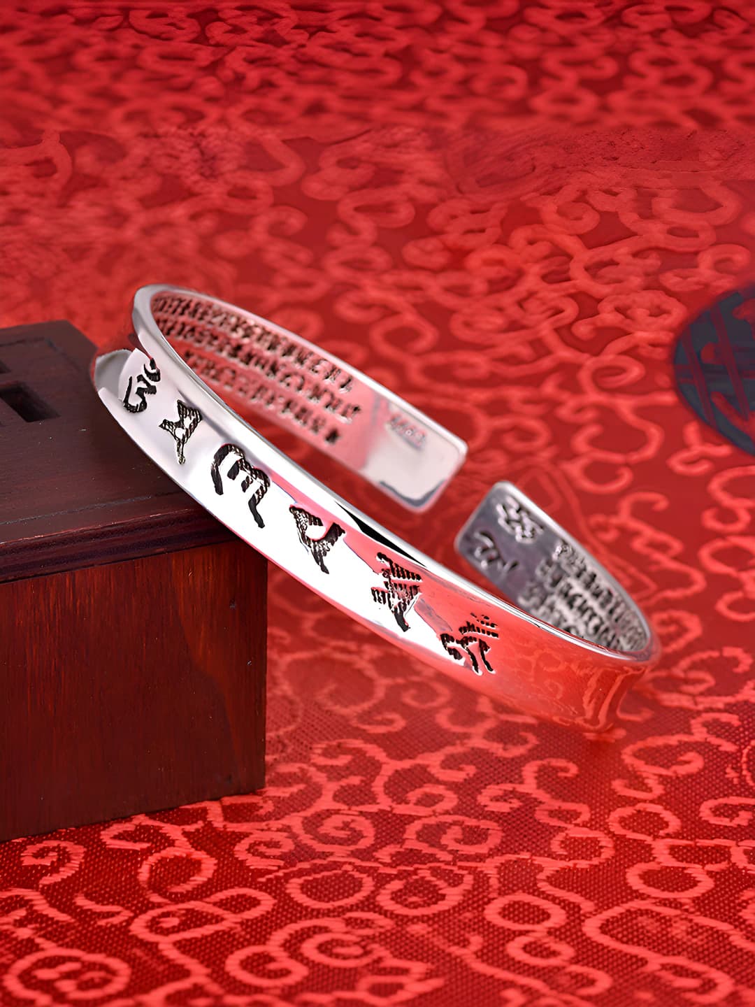 Тайский серебро, браслет Heart Sutra