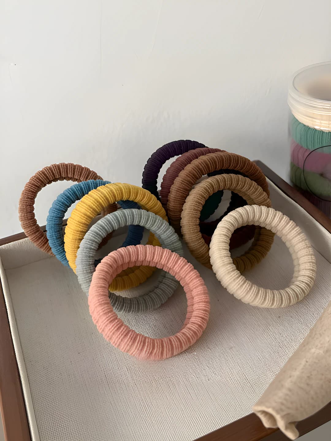 Women's Knitted Hair Ties (Scrunchies), 5-Piece Set: Thick, Stretch, Seamless, Simple Style for Bun