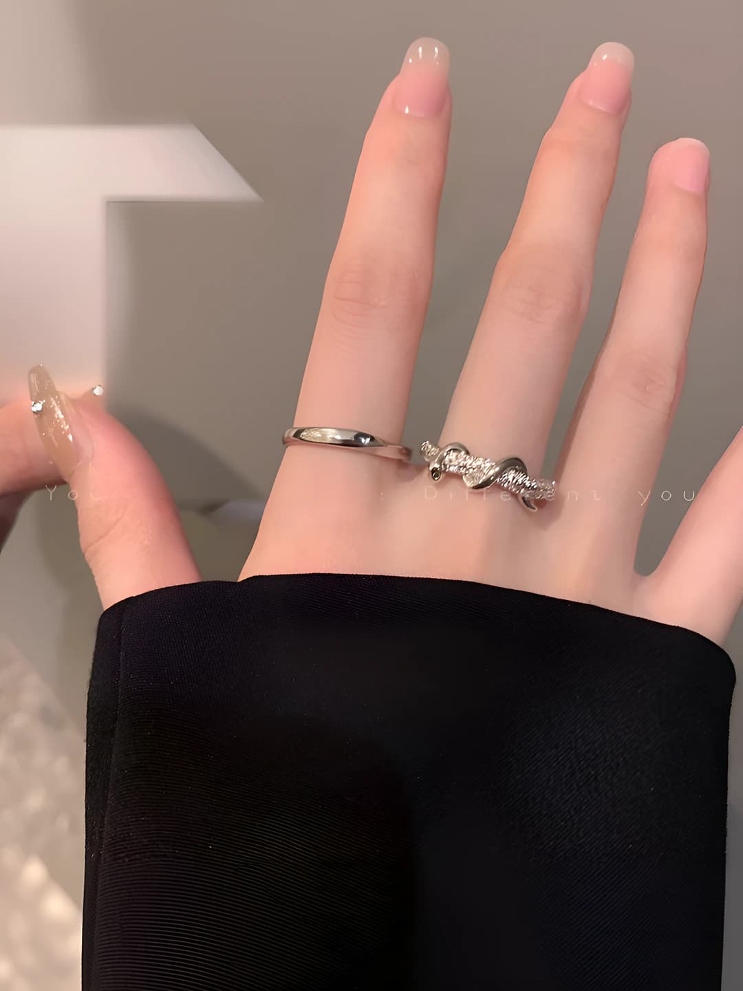 Women's adjustable ring, metal, snake design element, individual style