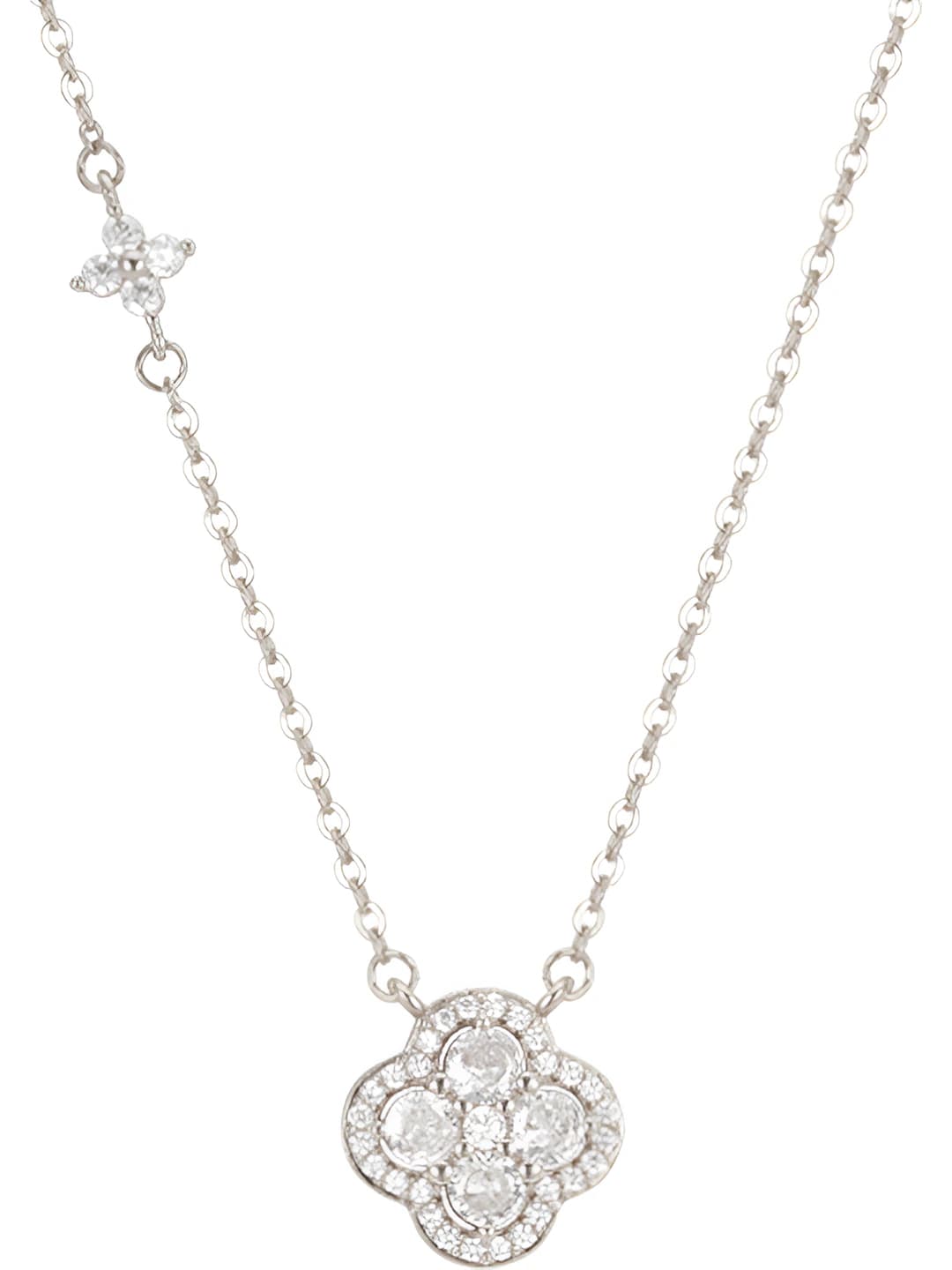 Diamond clover necklace, white gold