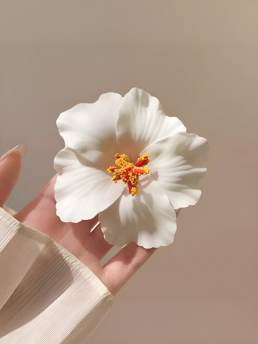 3# White plumeria hair clip ~9.5 cm