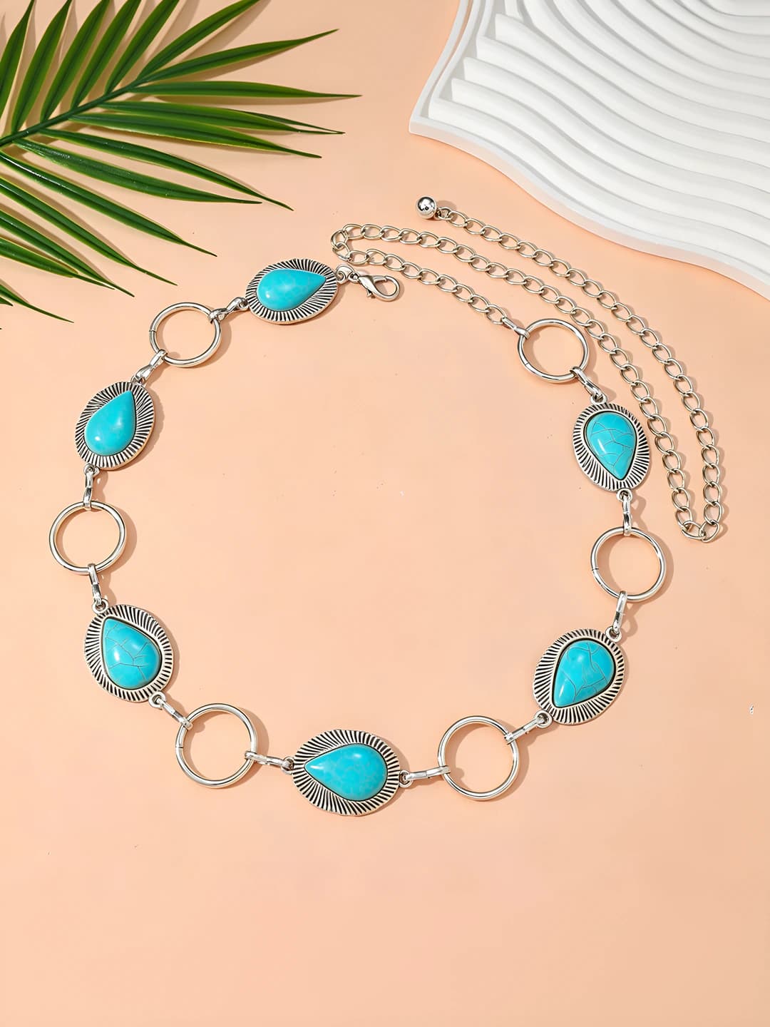 Water drop Turquoise silver belt