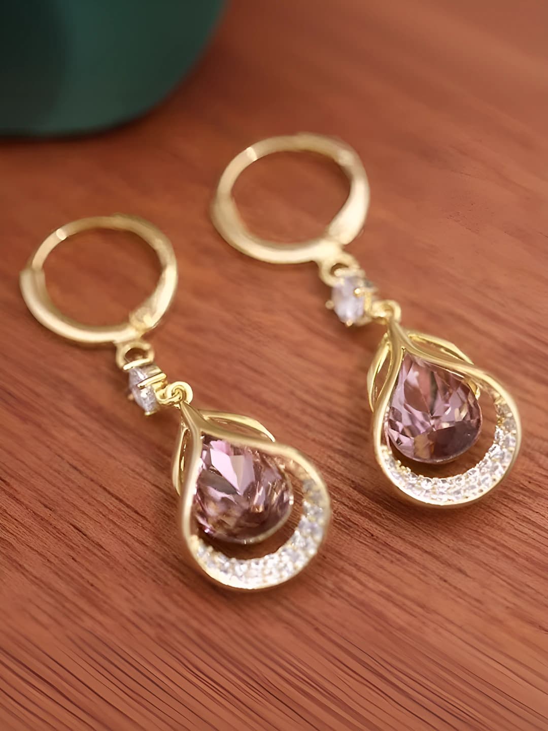 Purple crystal teardrop earrings