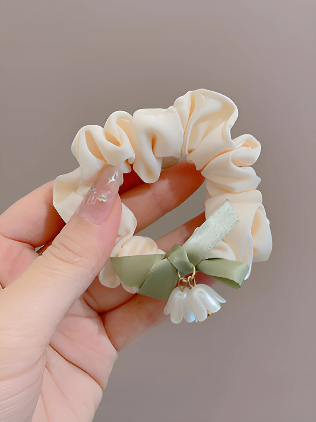 Beige, bow, 9 cm