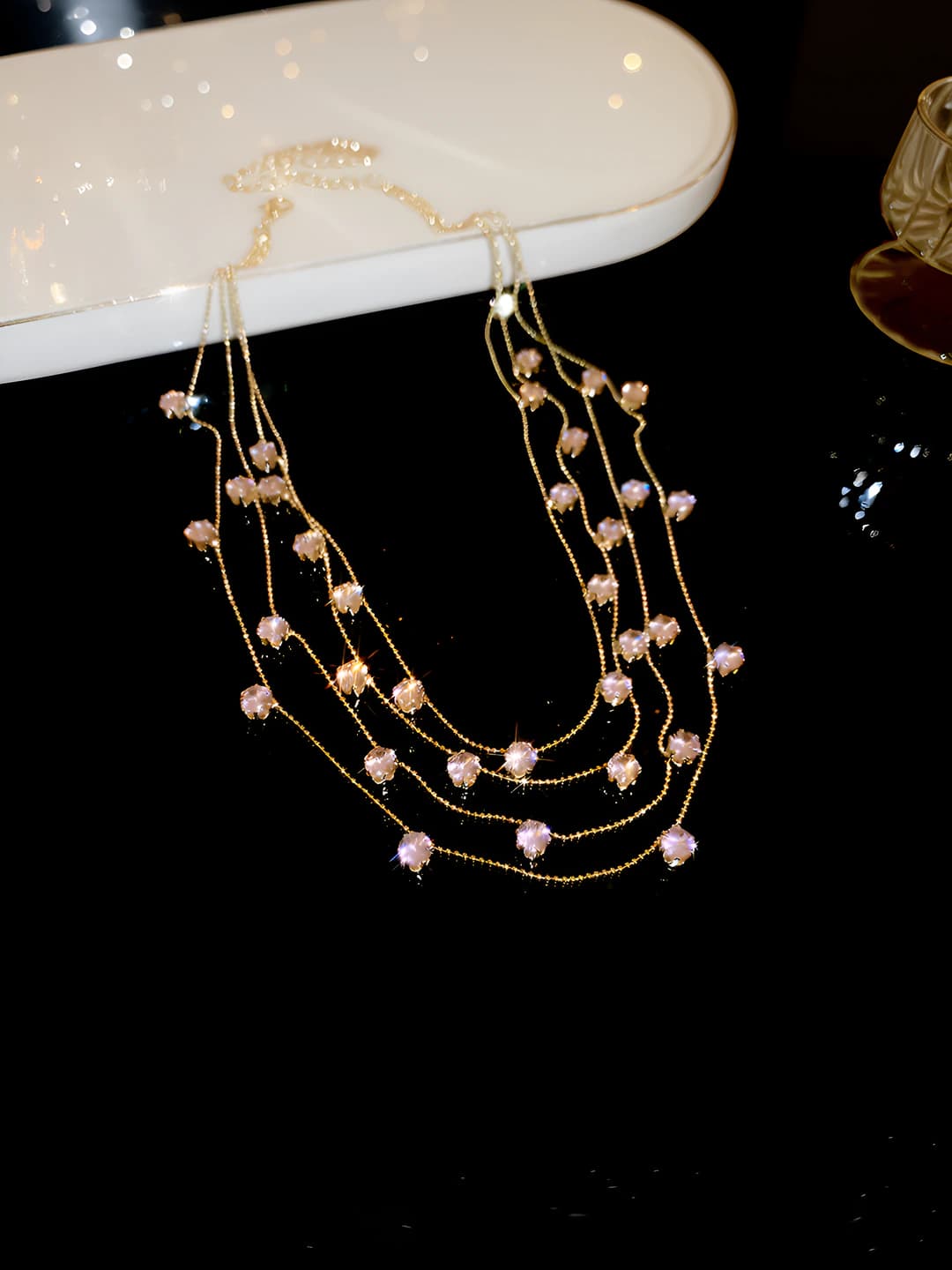 7# Necklace - Gold - Pink