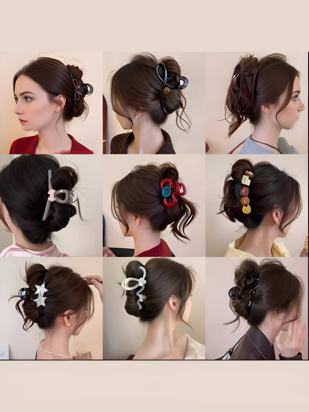 Women's hair clips and combs: acrylic, heart-shaped, medium size, simple style, for hair gathering, premium look, shark clip style