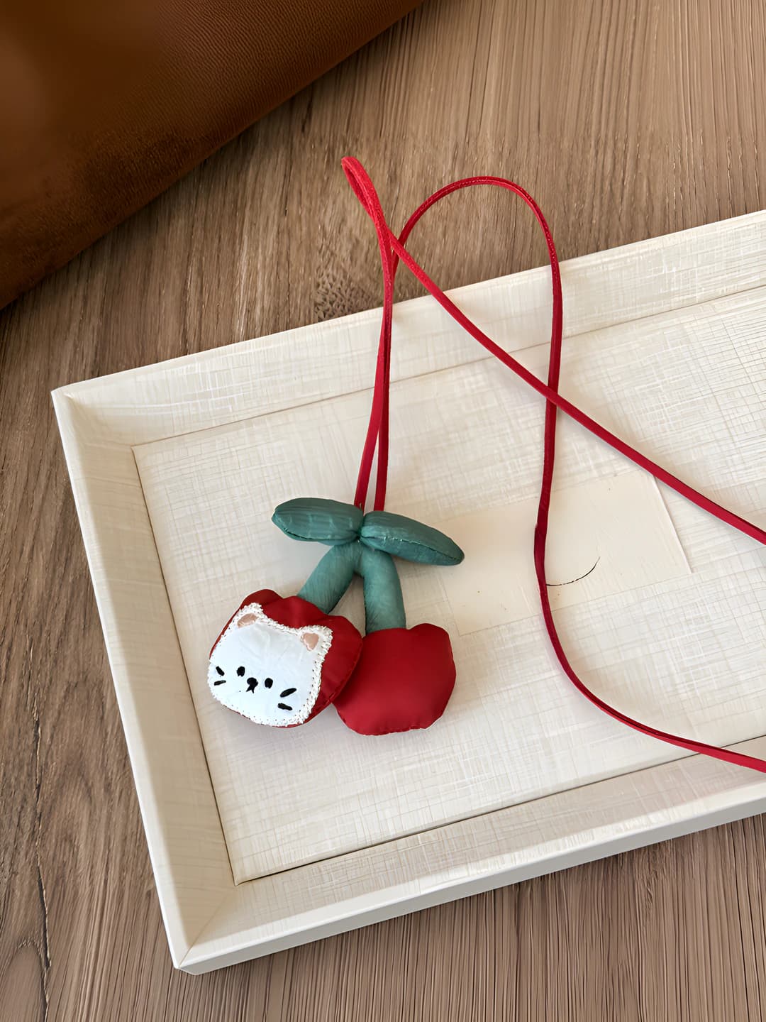 Red cherry cat necklace