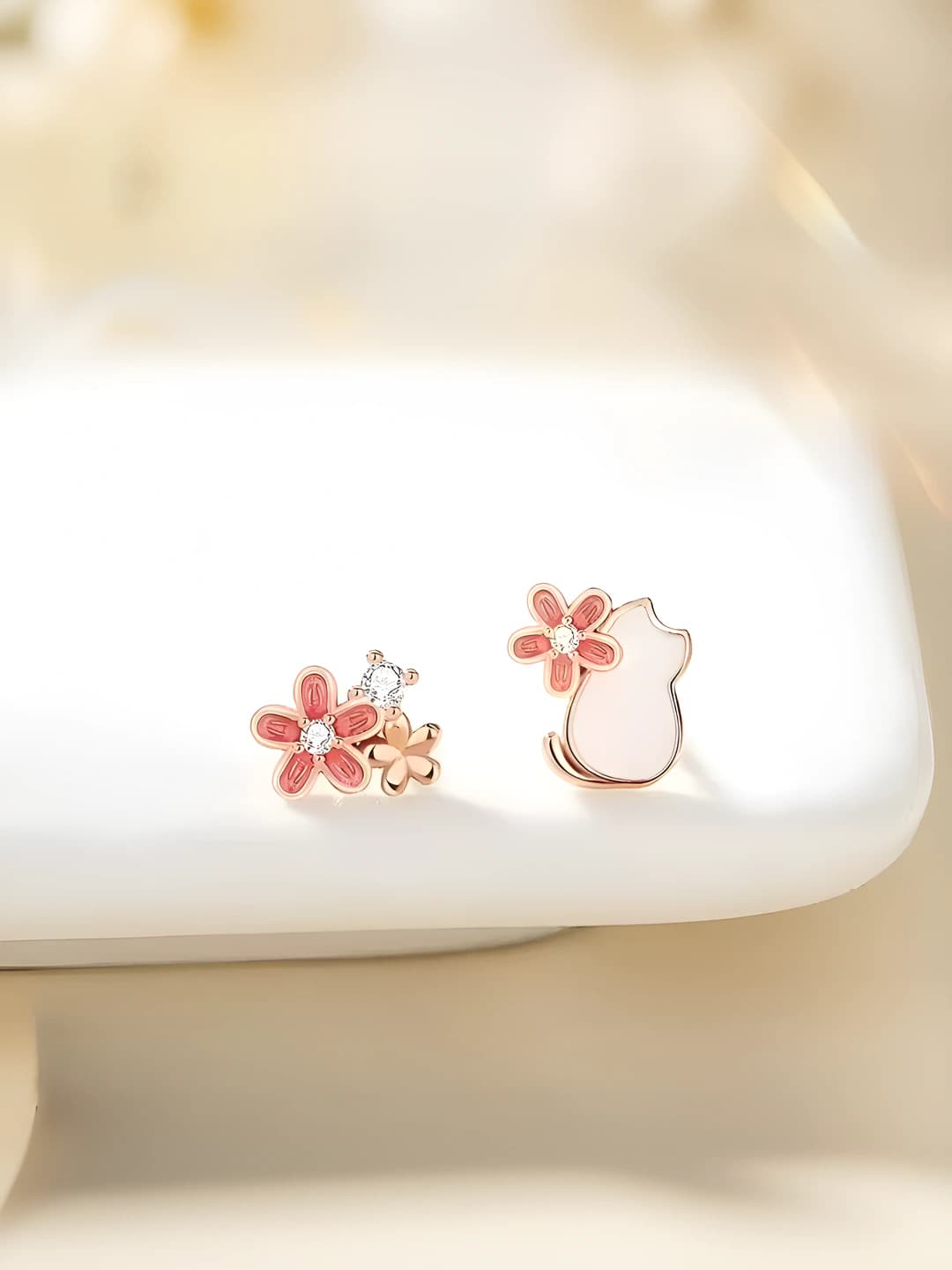 Women's cute style cat ear earrings, 2026