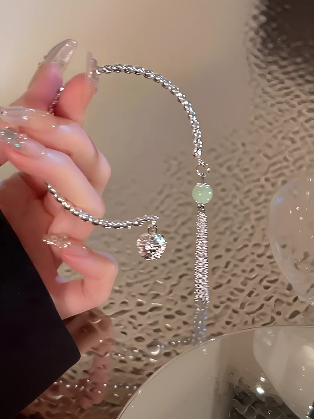 Green tassel bell bracelet