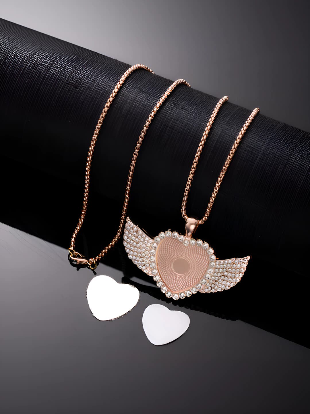 X459-2 Розовое золото, сердце, крылья