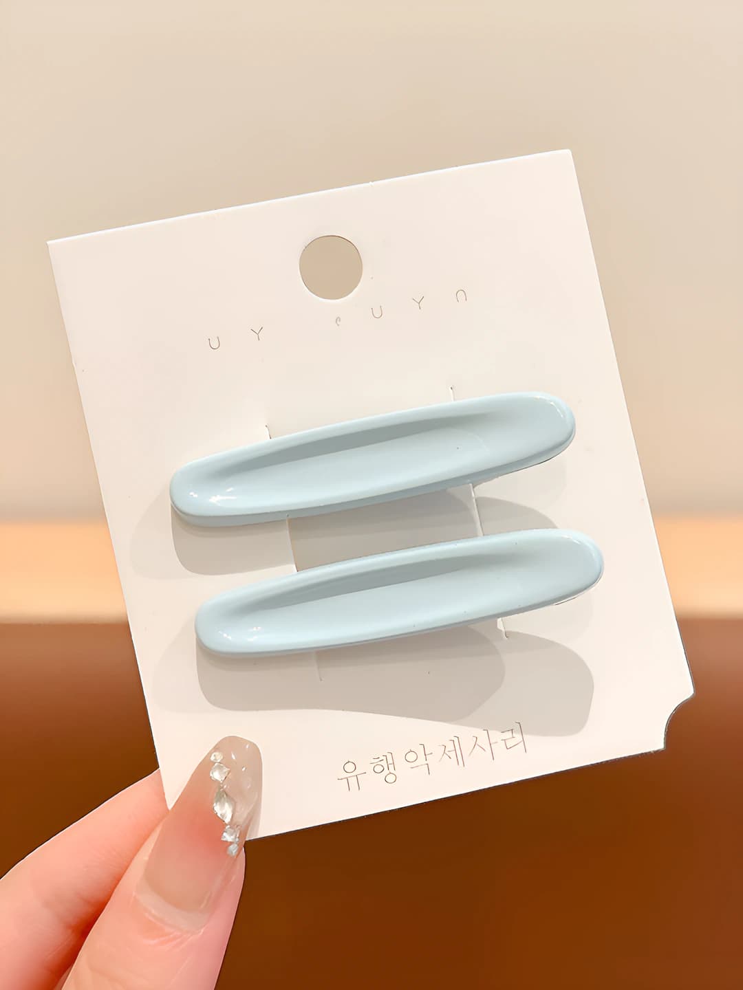 1# Rangli oval gulli soch to'g'asi Ko'k rang Juft ~5.2cm
