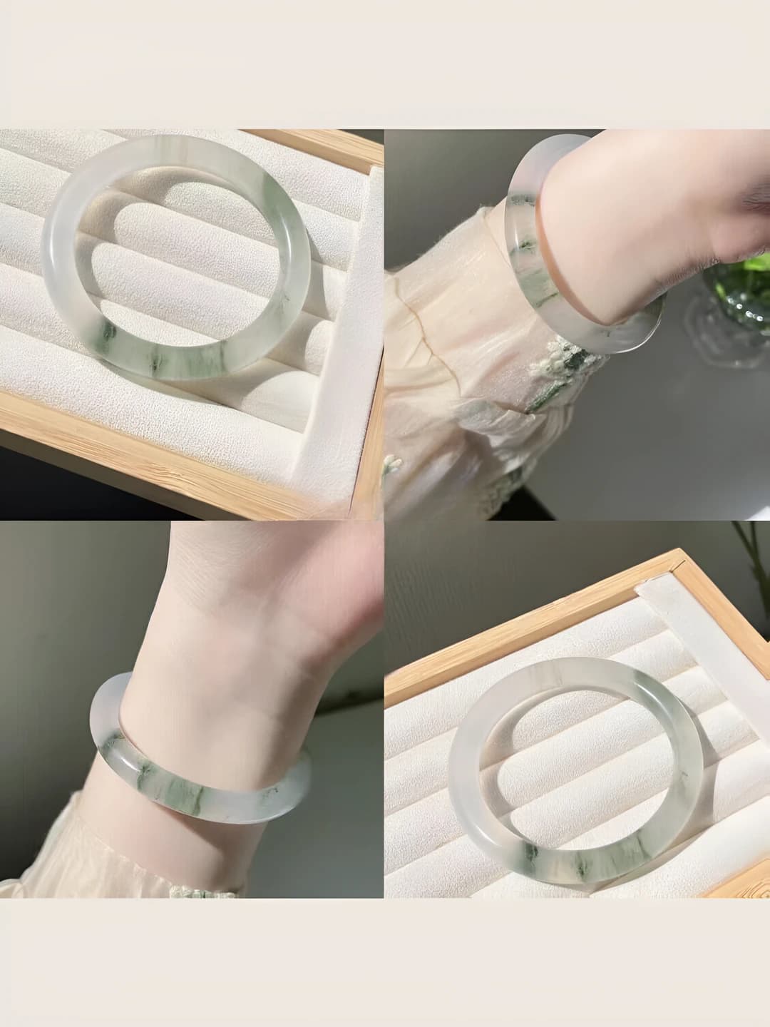 Women's glass bangle bracelet, thick round shape, handmade, minimalist style, national design element