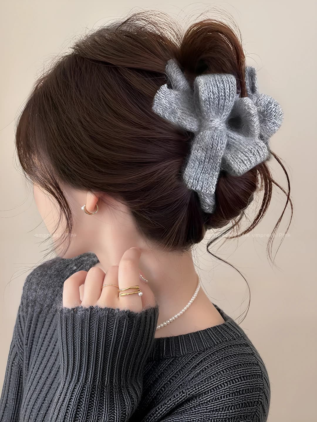 1# Grey bow 13 cm