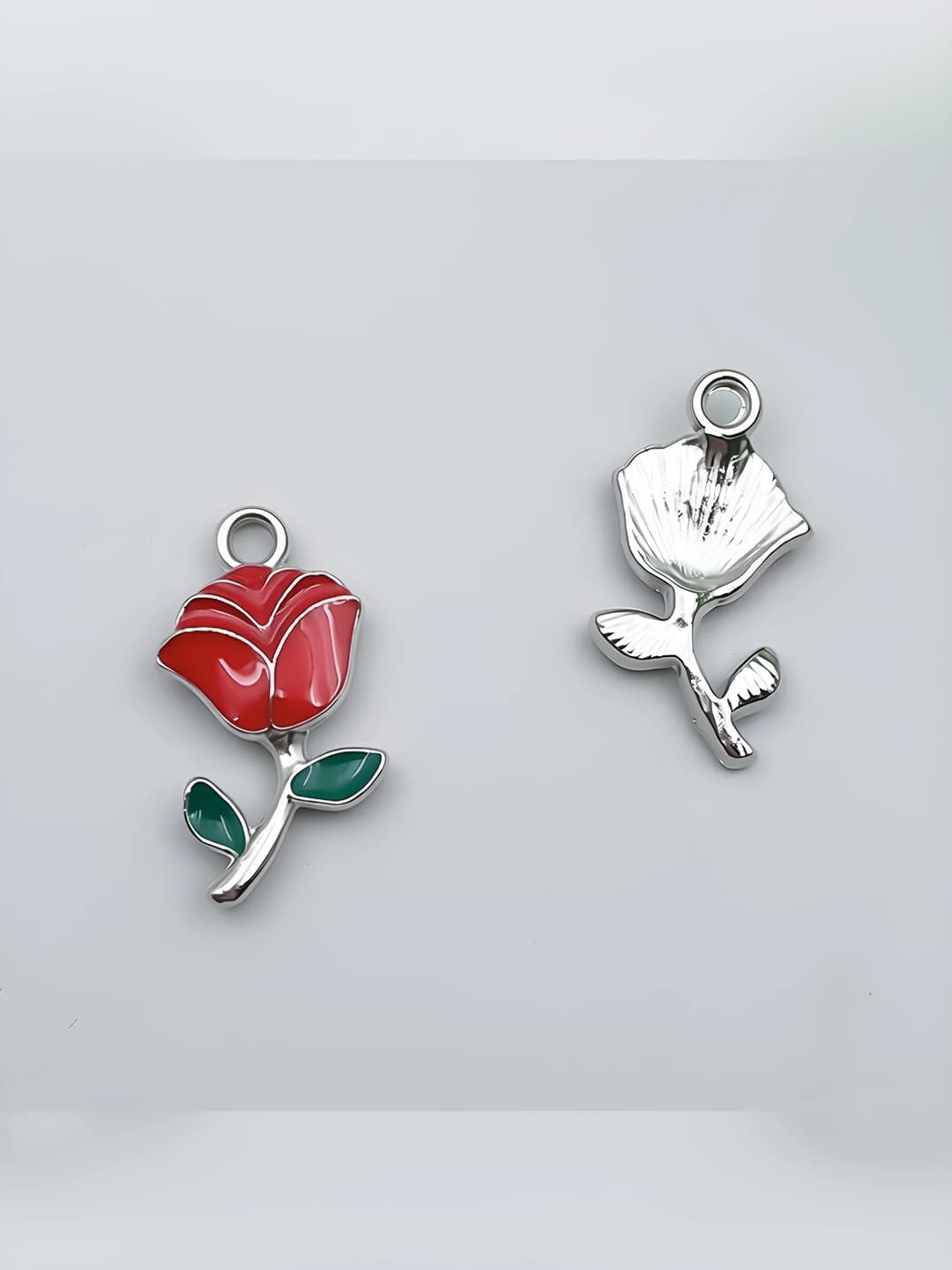 White K, red rose, 12x23mm, 1.2g