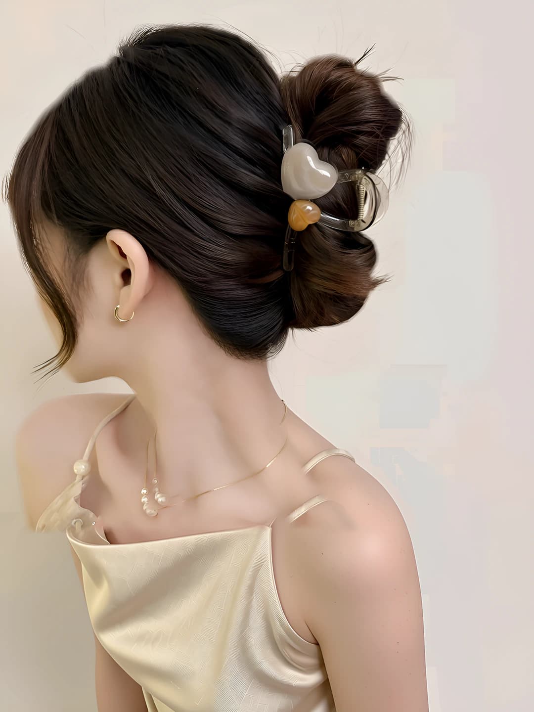 9# (Средний) Кофейный прозрачный сердечко зажим 8cm