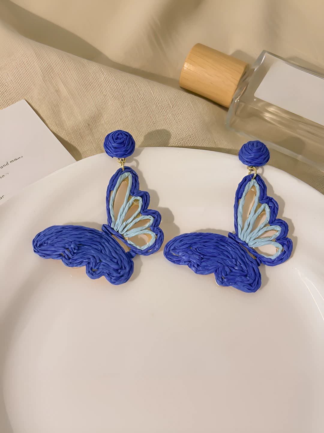 Blue butterfly studs - 7 cm