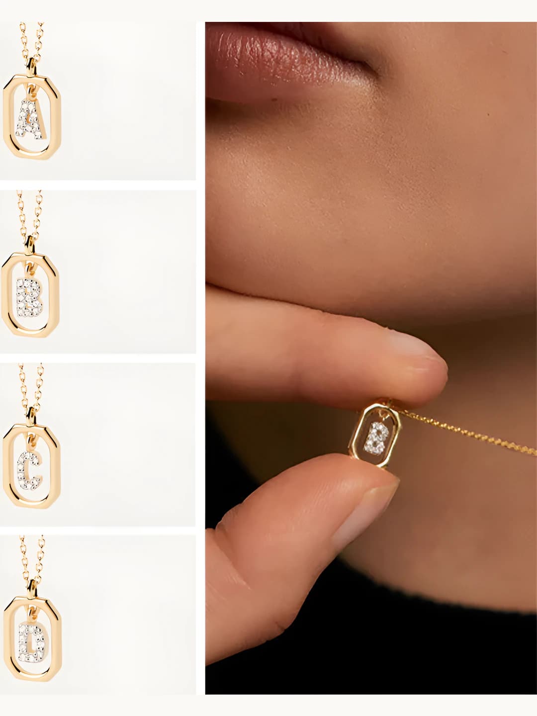Women's letter pendant: 26 Latin letters, micro zircon, gold plating, copper, 41-50 cm