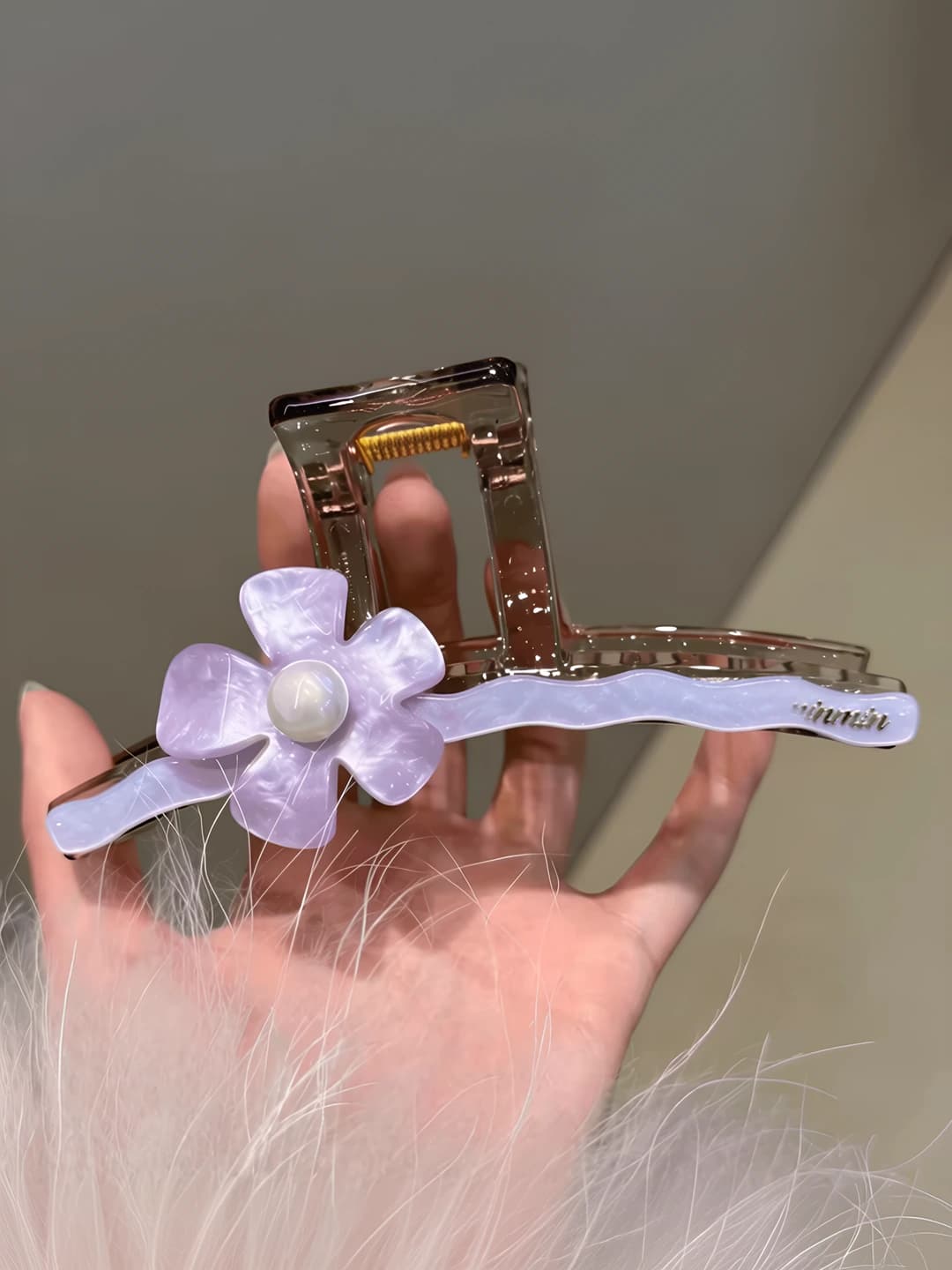 5# Wavy matte purple floral accessory (12.5 cm)