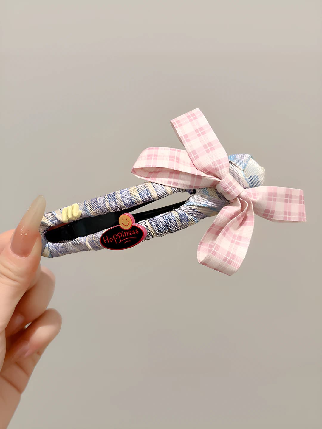 Pink plaid duck 12 cm