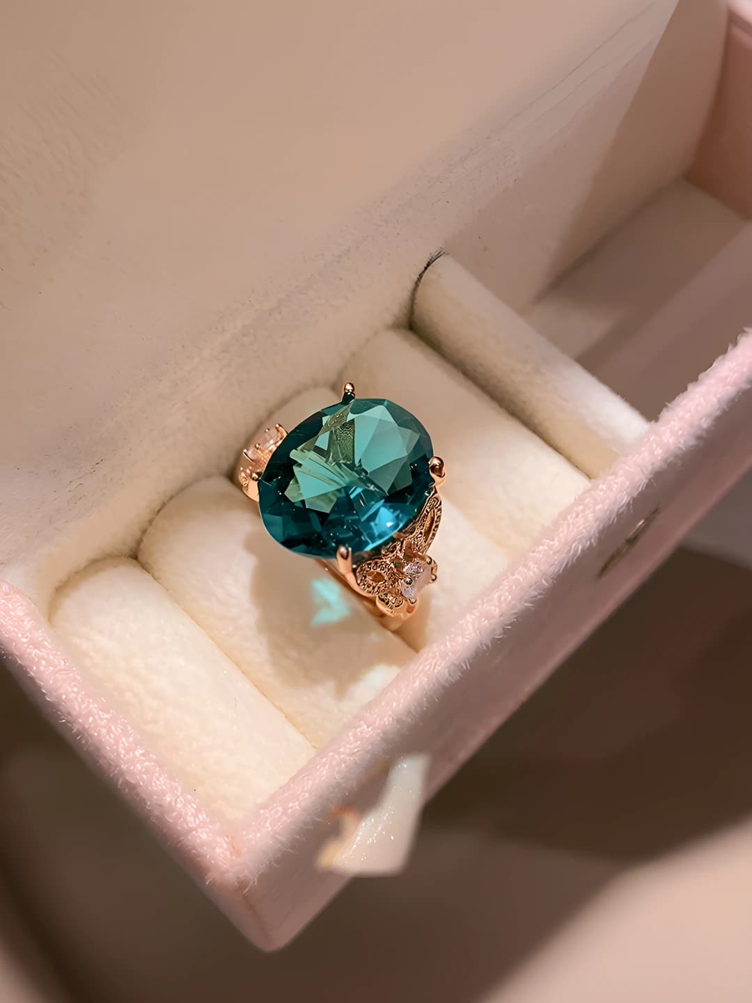 28# Ring - Rose gold - Lake blue