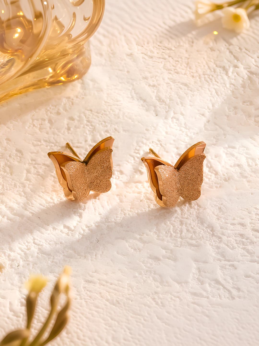 Rose gold butterfly earrings