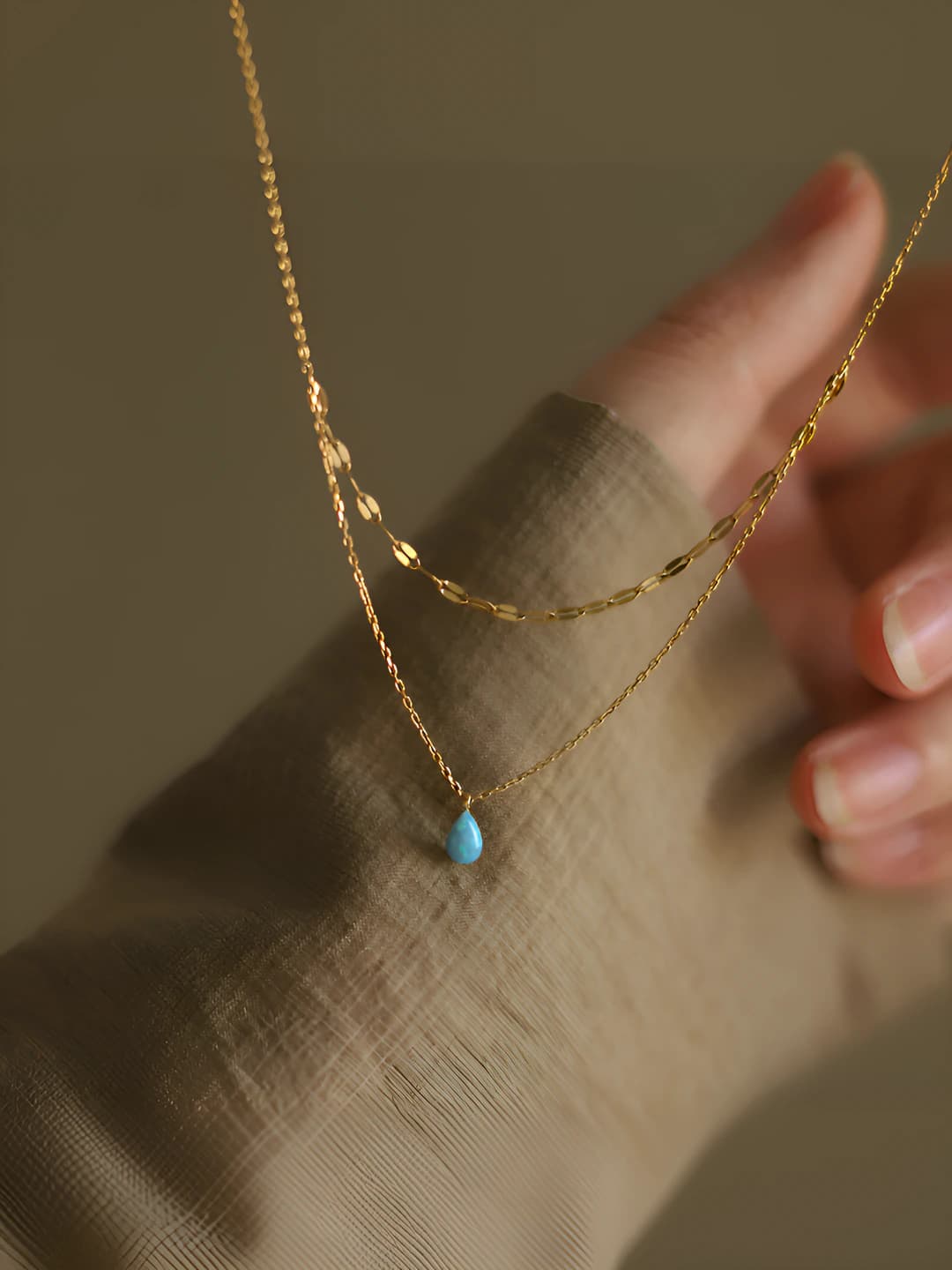 Necklace - Gold - Blue