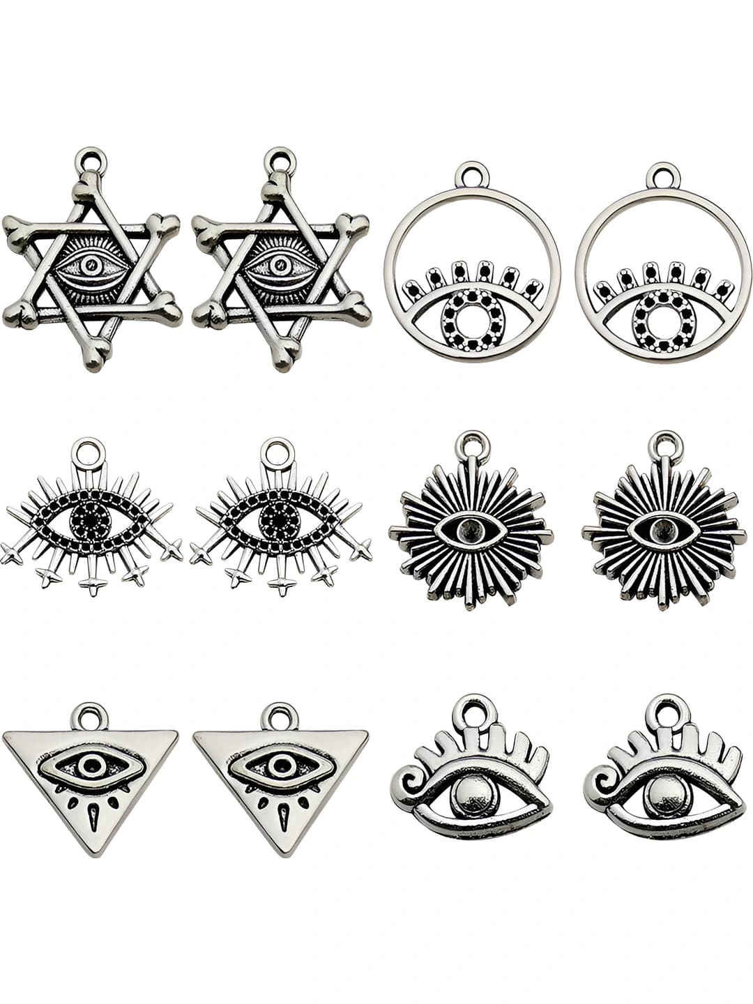 Women's alloy Eye of Horus charms, handmade pendants, bracelet and necklace accessories, Tibetan silver parts