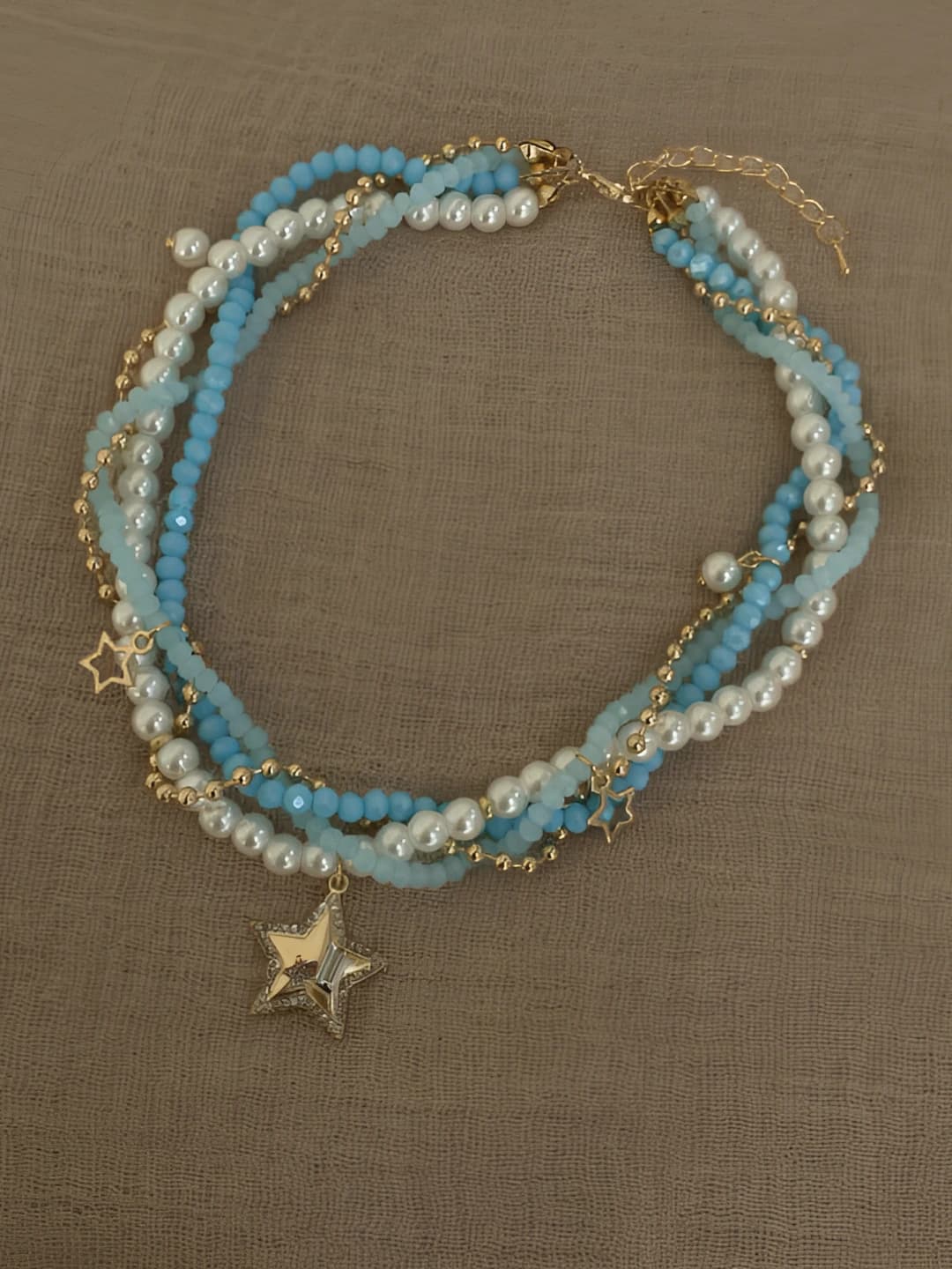 Necklace - Gold - Blue - White