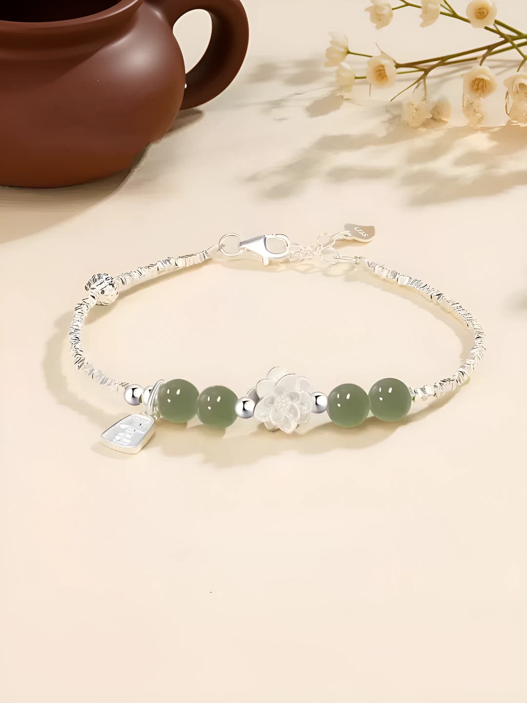 Women's beaded bracelet in new Chinese style with lotus and bamboo, 520 gift