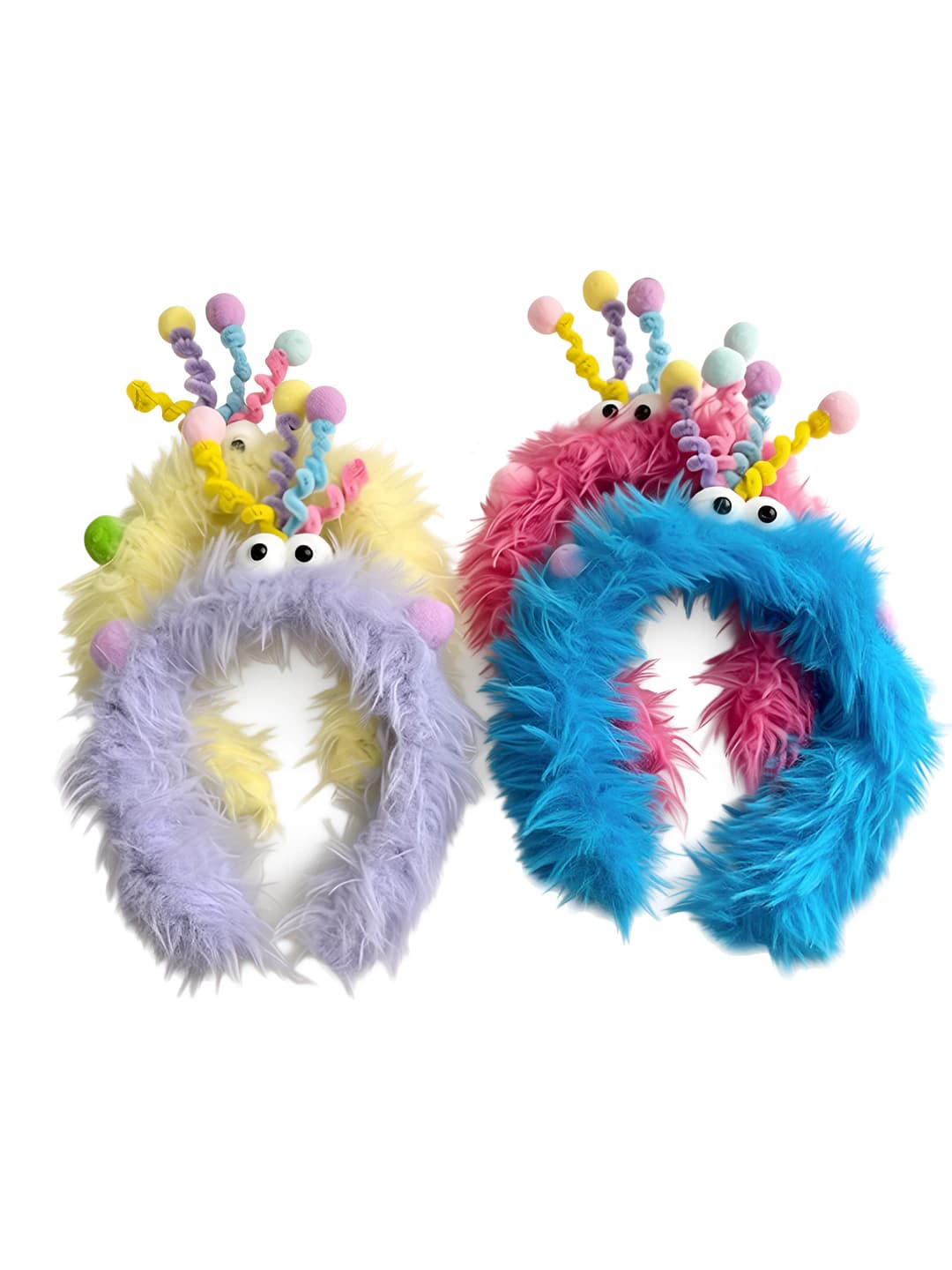 Cartoon fuzzy monster headband for girls, colorful, handmade, fresh and sweet style hair accessory