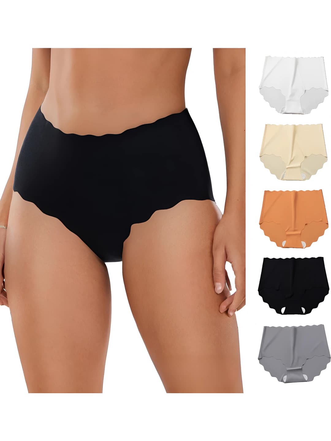 Women's shapewear high-waist panty: ice-silk fabric, seamless, thin, breathable, high waist, hip-lifting, tummy control, solid colour, plus size