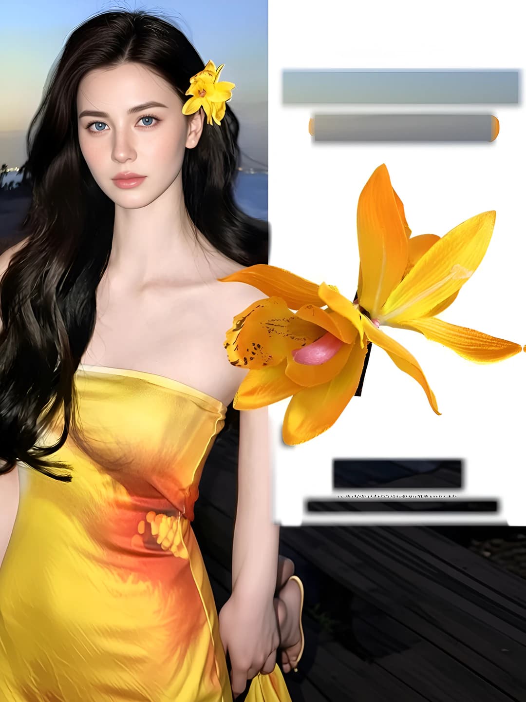 1# Double flower - yellow hair clip