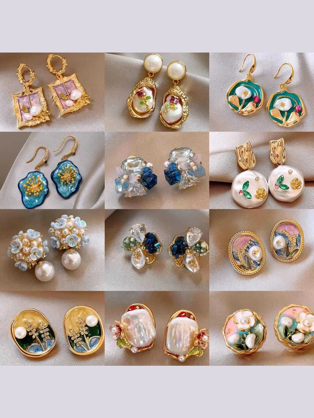 Women's retro style heart-shaped earrings with imitation pearls