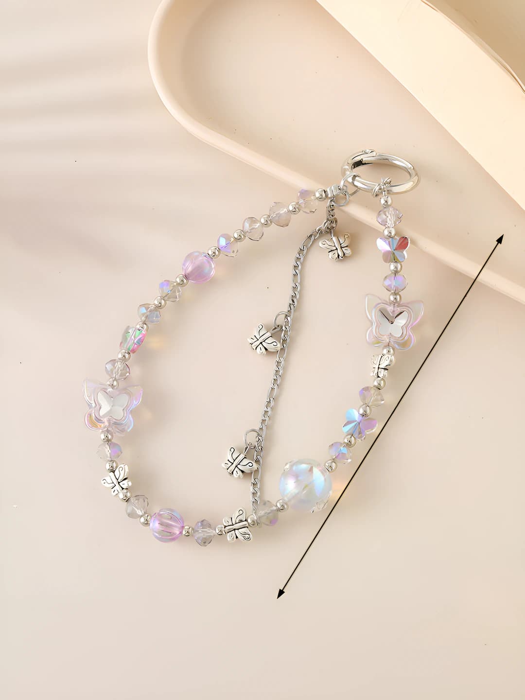 Purple double chain crystal charm