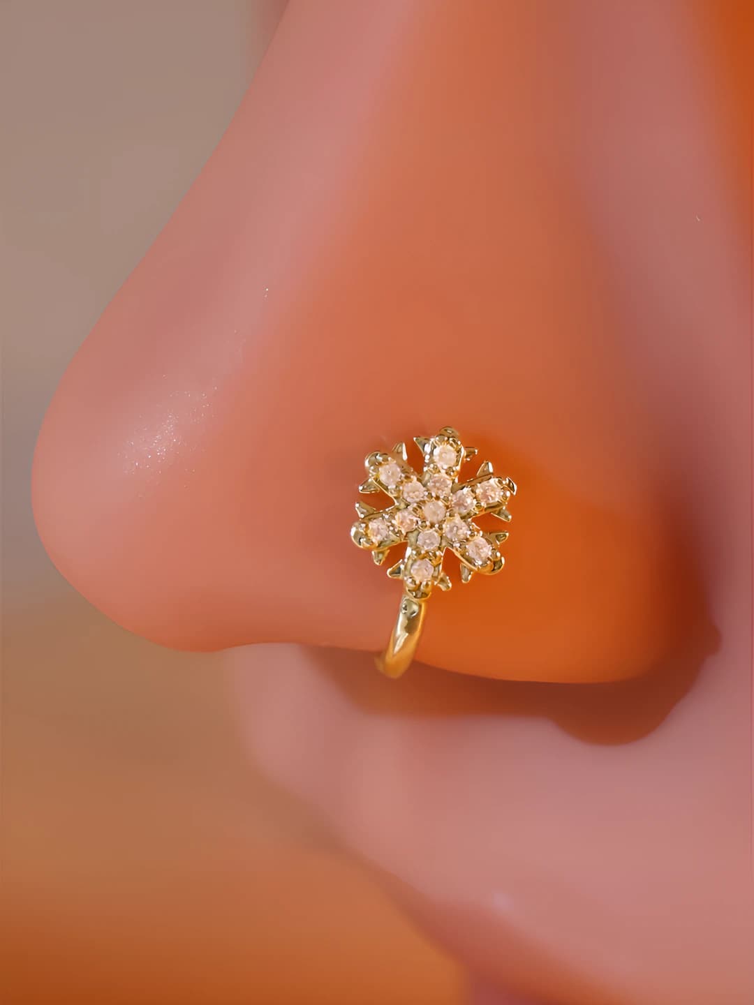 Women's 2026 snowflake nose ring clip with zirconia, no piercing required