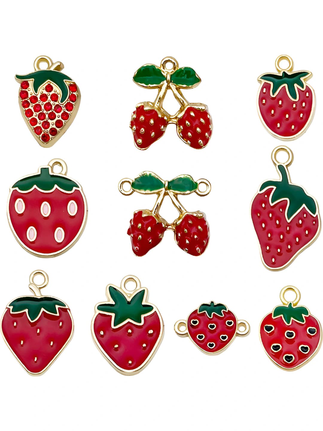 Women's DIY charms: red strawberry and fruit series, enamel alloy, pendants for bracelets, necklaces and earrings in sweet style