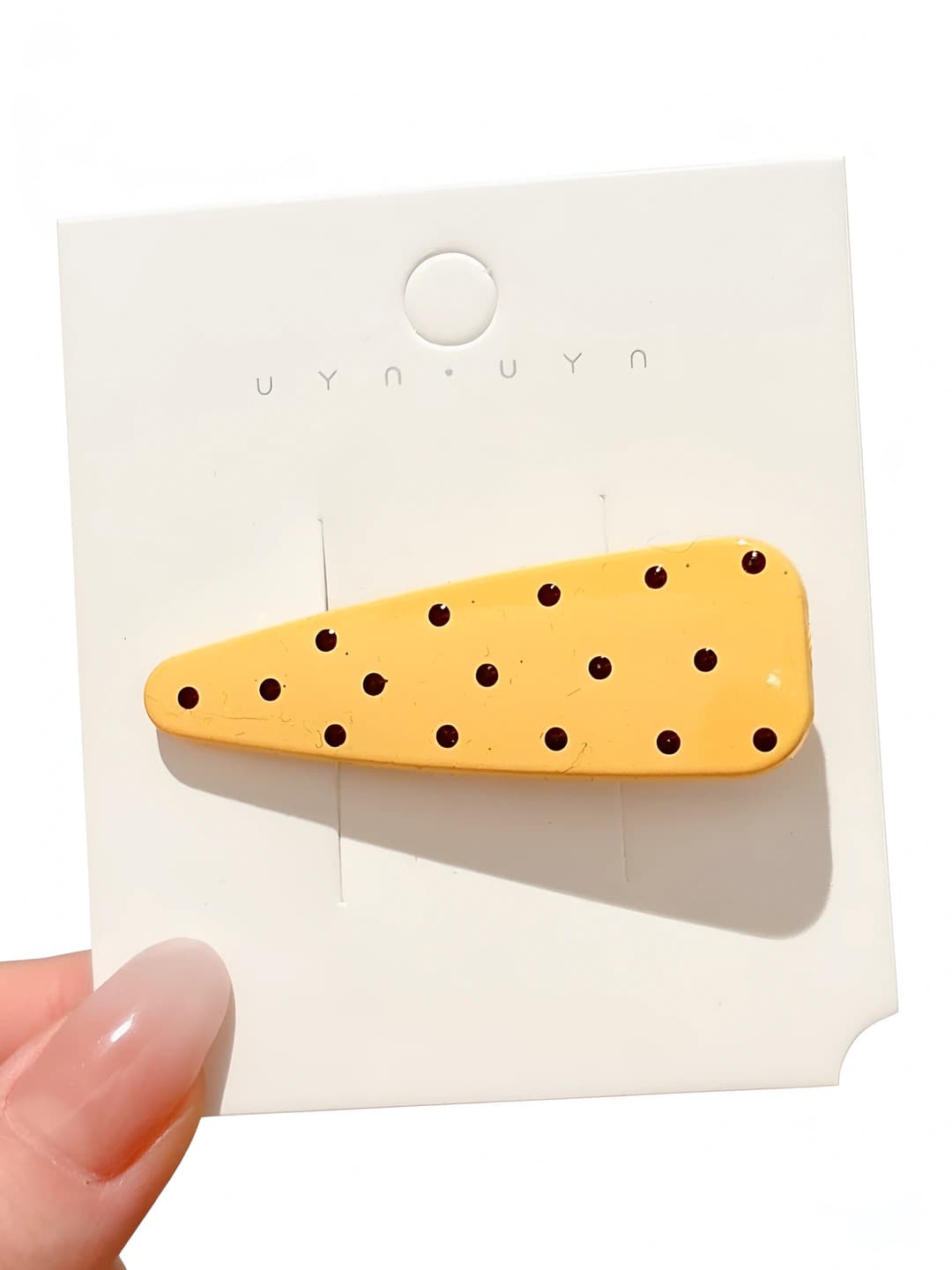 1# Yellow polka dot clip ~5.7cm