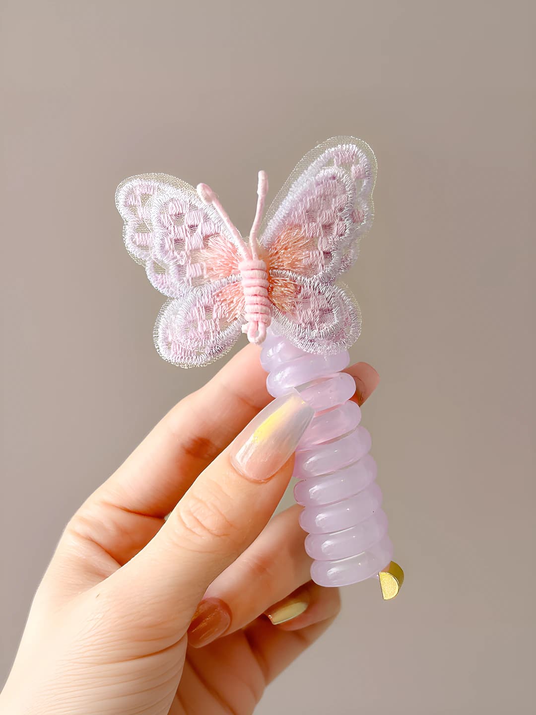 5# Purple butterflies, wire hair tie