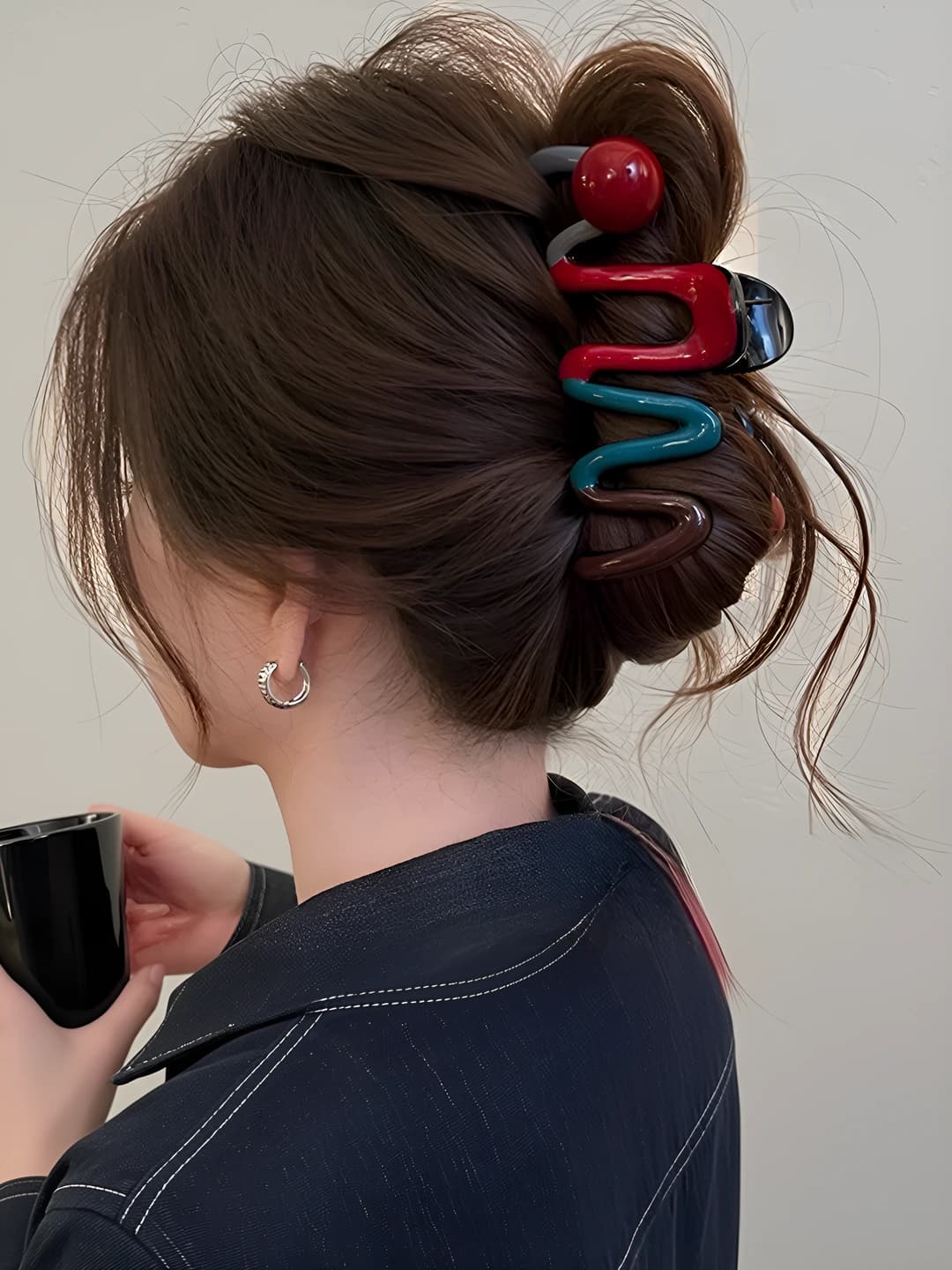 14# Red pearl colour-block clip 11cm
