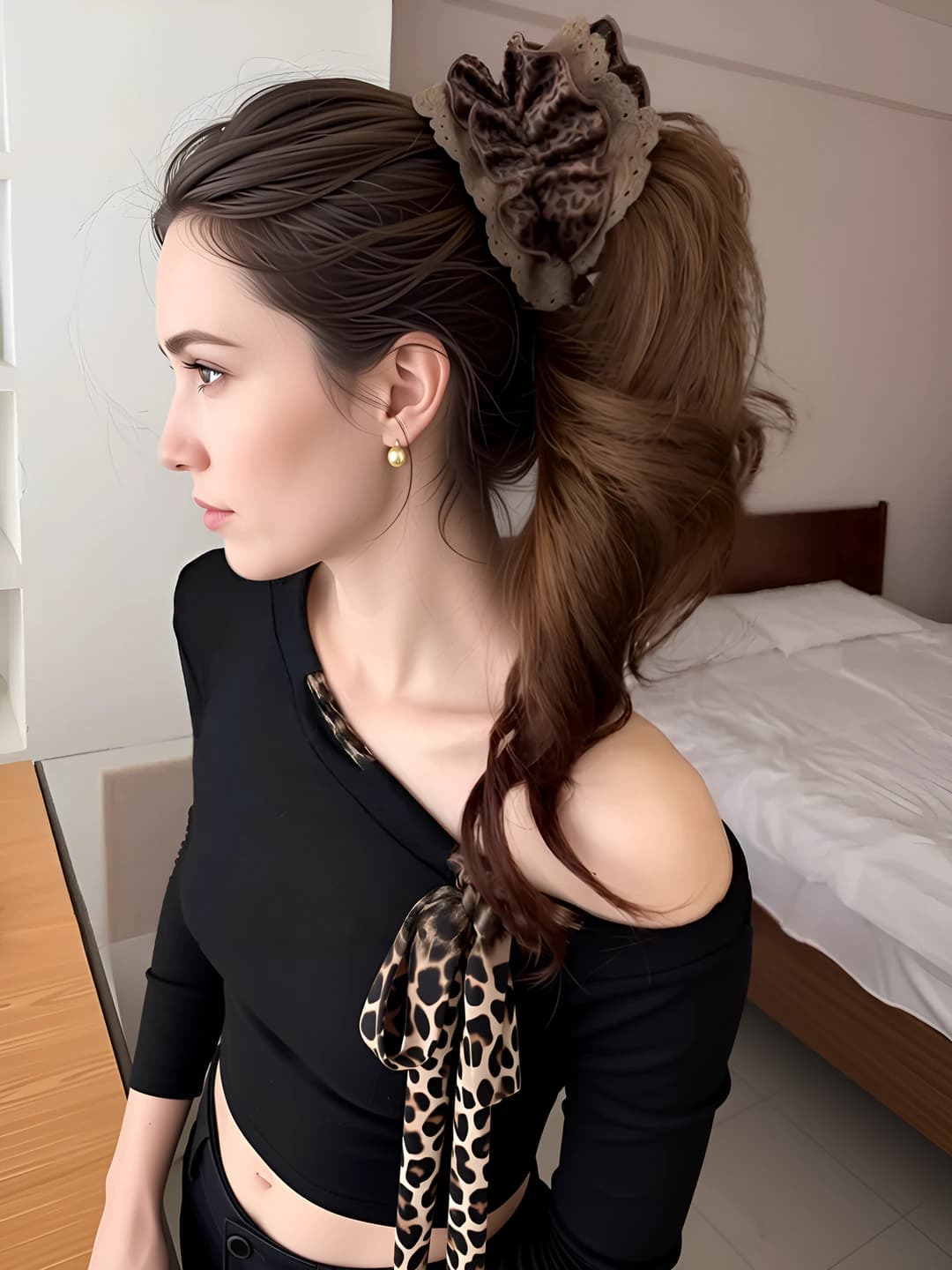 1# Dark coffee leopard - base clip approx. 10 cm