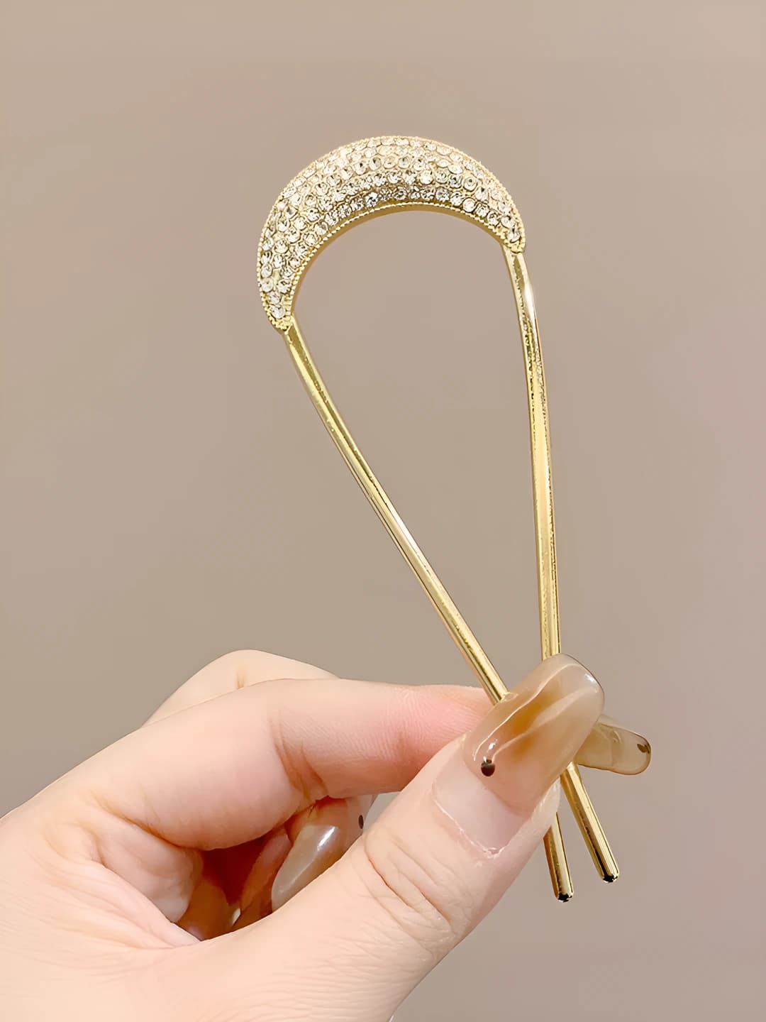 Gold rhinestone hairpin